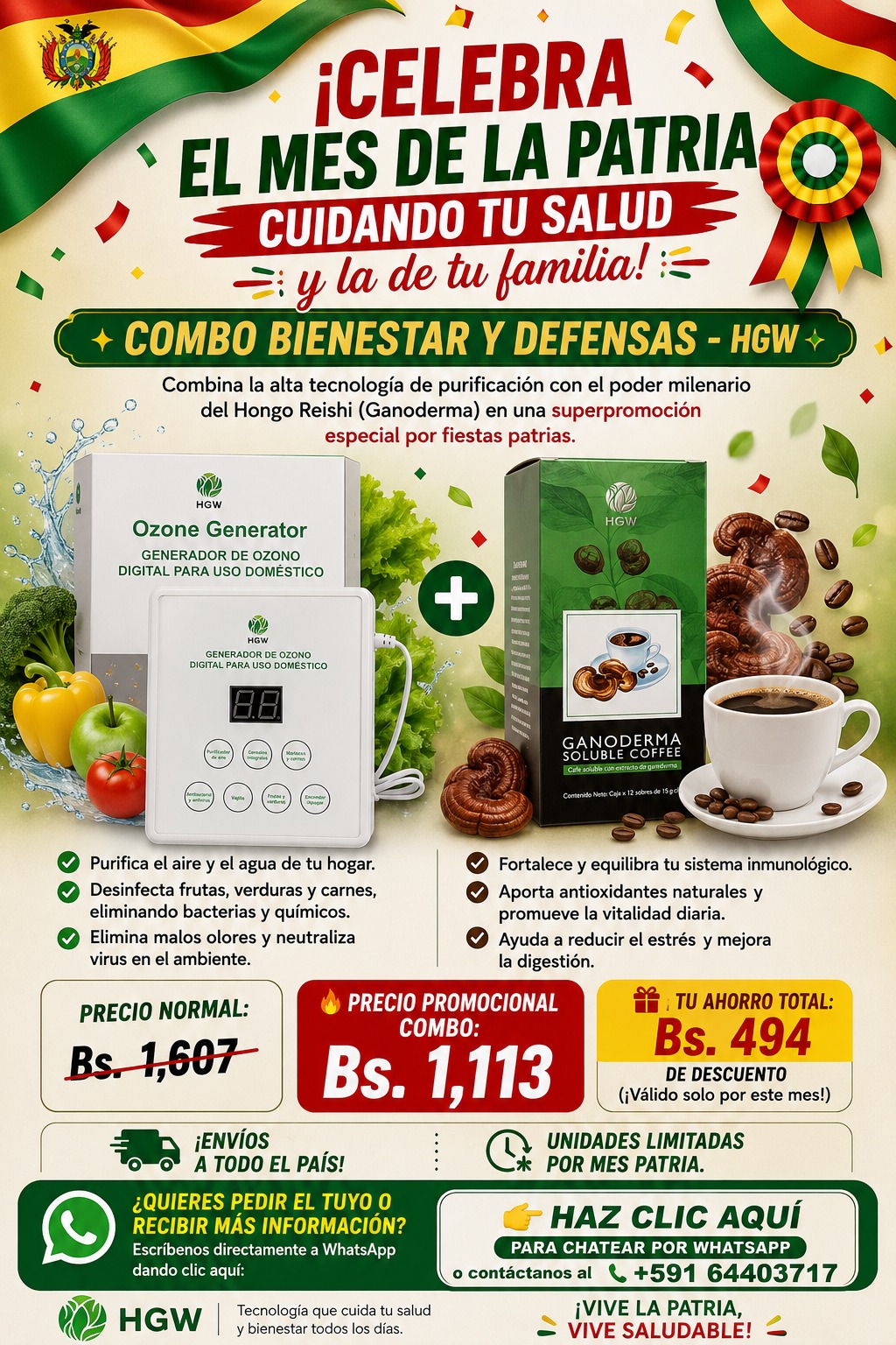 Generador de ozono y café con ganoderma